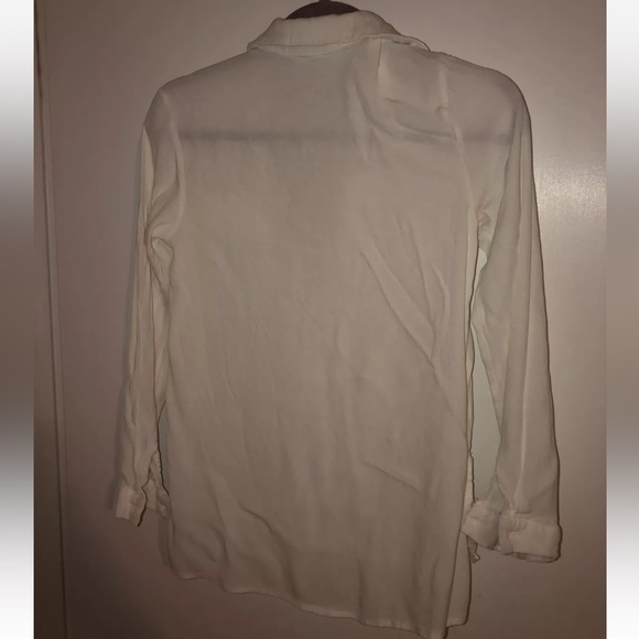 Lulus Size XS Criss Cross Blouse White Long Sleeve Collared Basics New With Tags - Picture 2 of 3